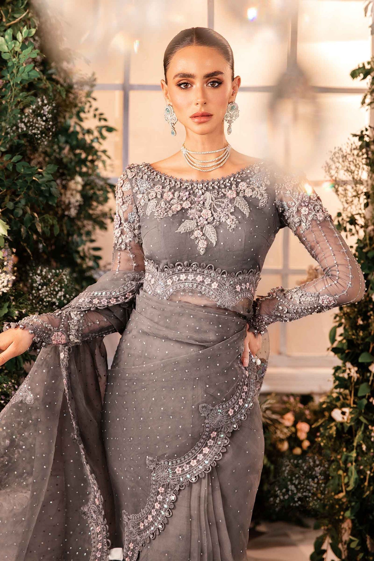 Maria B | Mbroidered Formals 24 | Organza Suit | BD-2902 - Designer Dress with Intricate embroidery and embellishments. Shop elegent wedding dress at Maria Faisal.