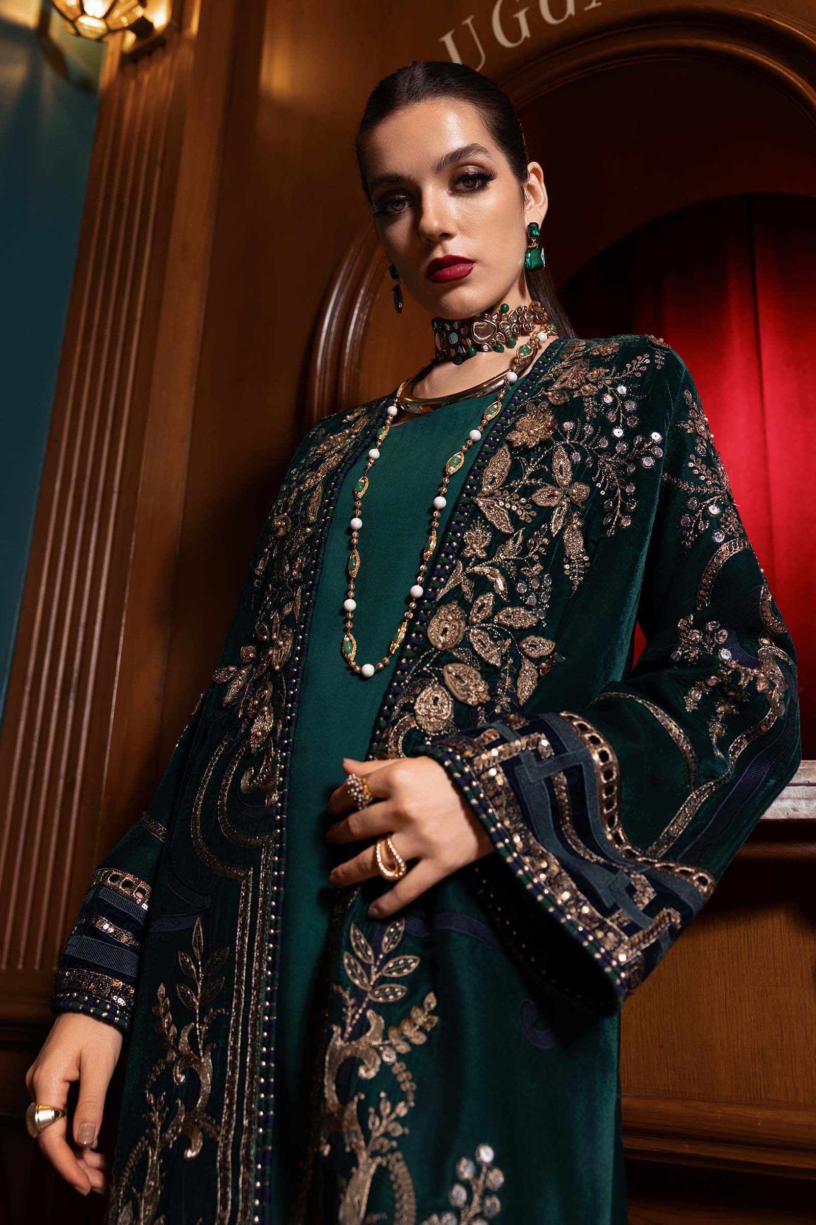 Maria B | Winter Luxe 25 | WL-1302 - Casual Dress - available at Maria Faisal in UK and USA.