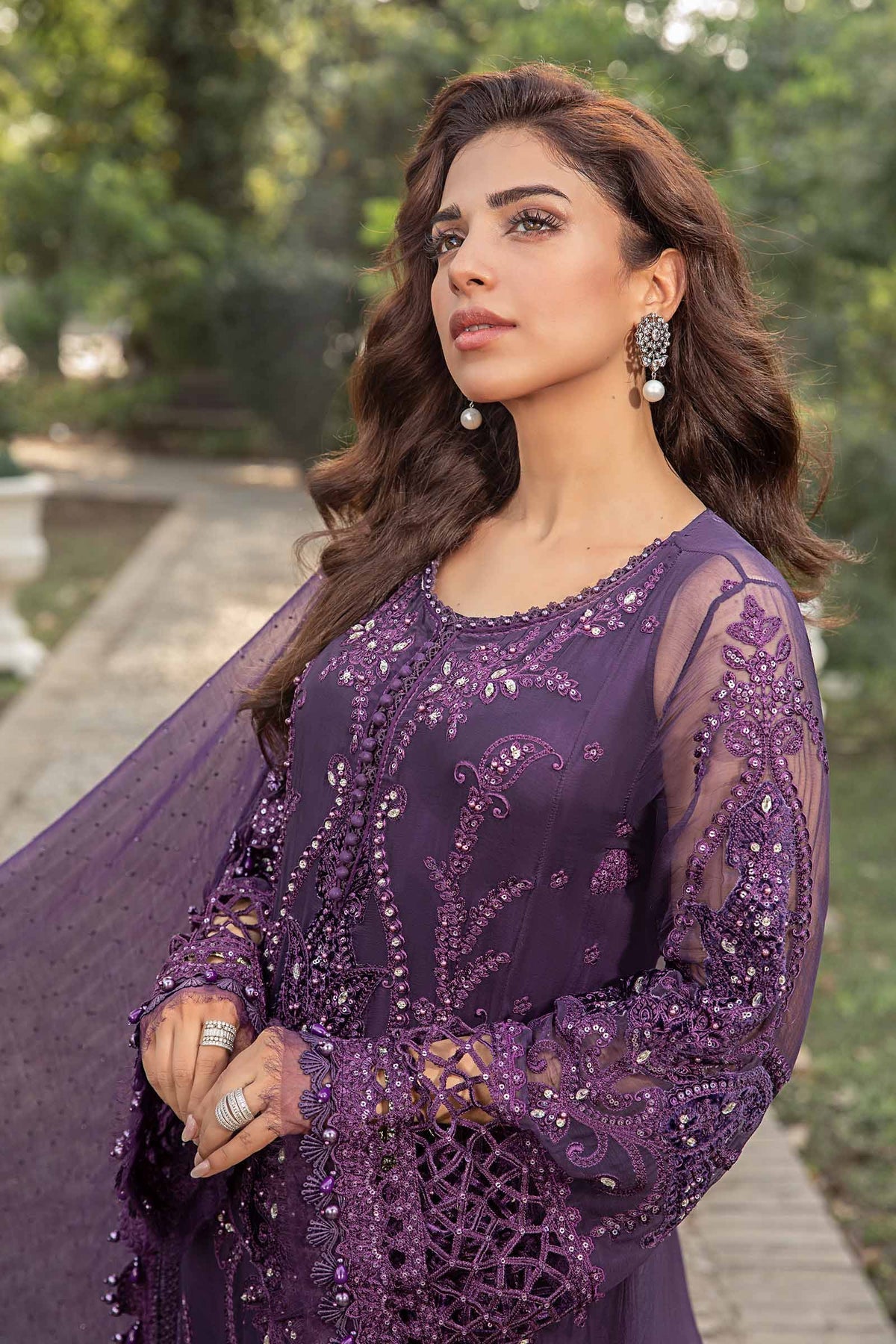 Maria B | Chiffon Formals 24 | Chiffon Suit | MPC-24-102 - Wedding Dress - Maria Faisal