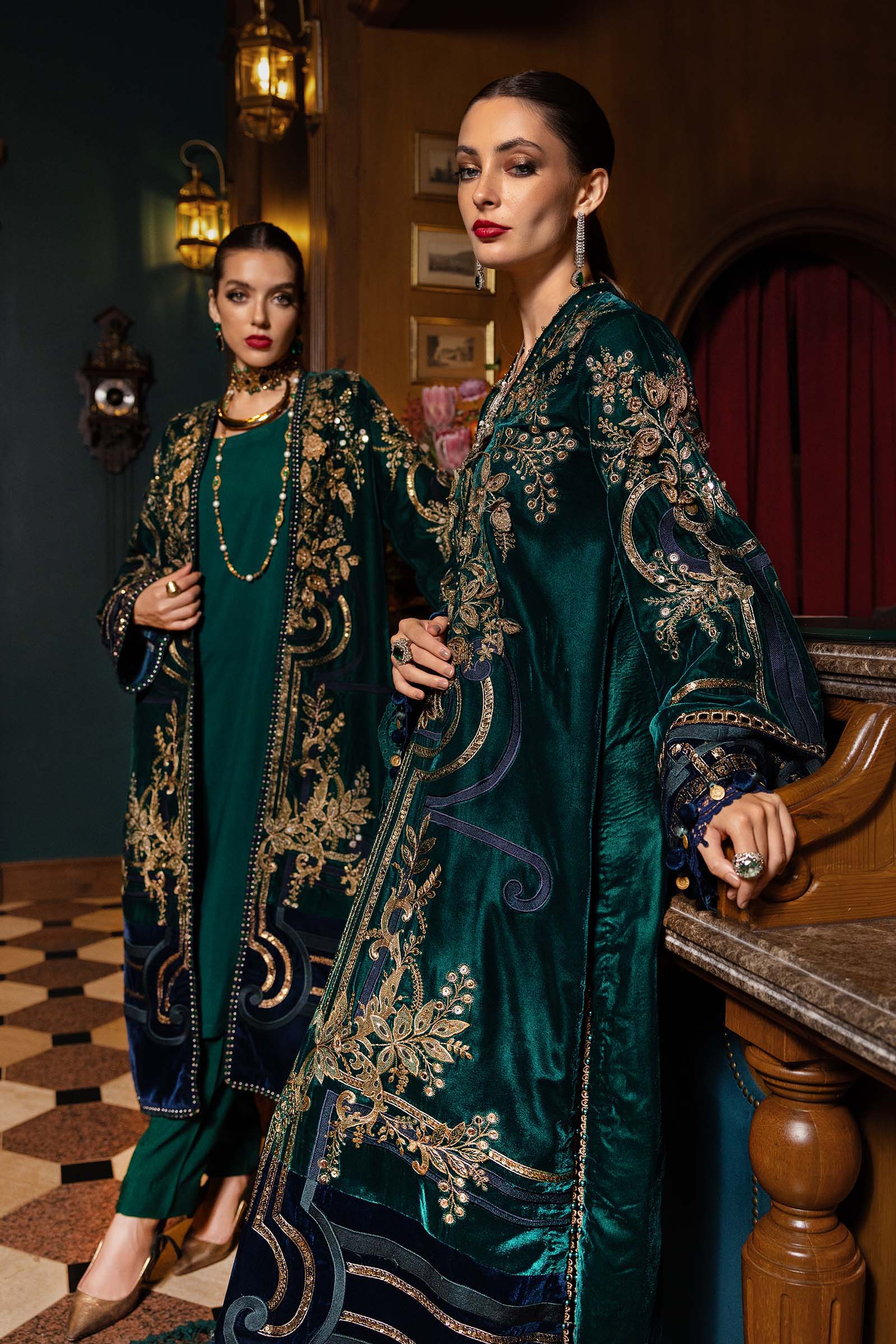 Maria B | Winter Luxe 25 | WL-1302 - Casual Dress - available at Maria Faisal in UK and USA.