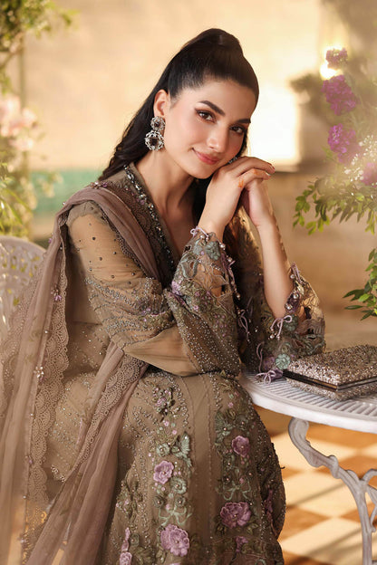 Maria b | Chiffon Formals 26 | MPC-26-102-Muted Mocha Brown - Formal Dress - available at Maria Faisal in UK and USA.