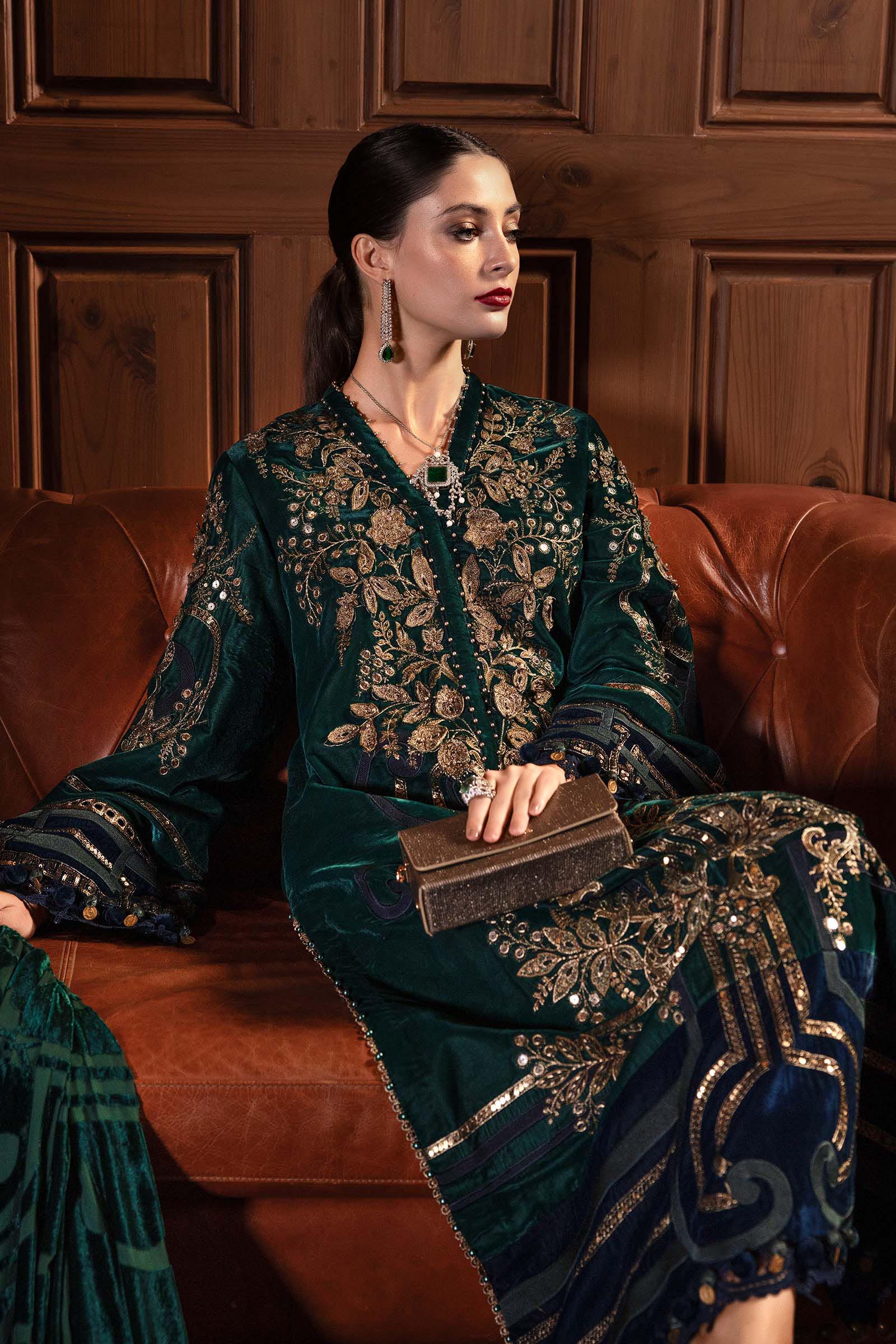Maria B | Winter Luxe 25 | WL-1302 - Casual Dress - available at Maria Faisal in UK and USA.