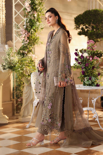 Maria b | Chiffon Formals 26 | MPC-26-102-Muted Mocha Brown - Formal Dress - available at Maria Faisal in UK and USA.