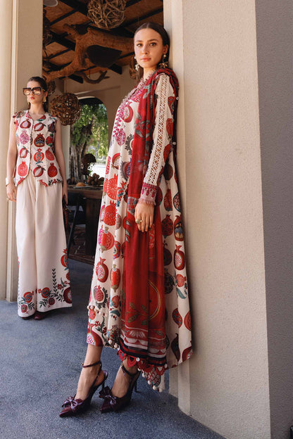 Off White A Line Shirt with Pants - Maria B | M Prints Eid'26 | MPT-2903-A - Ladies Clothes - Maria Faisal