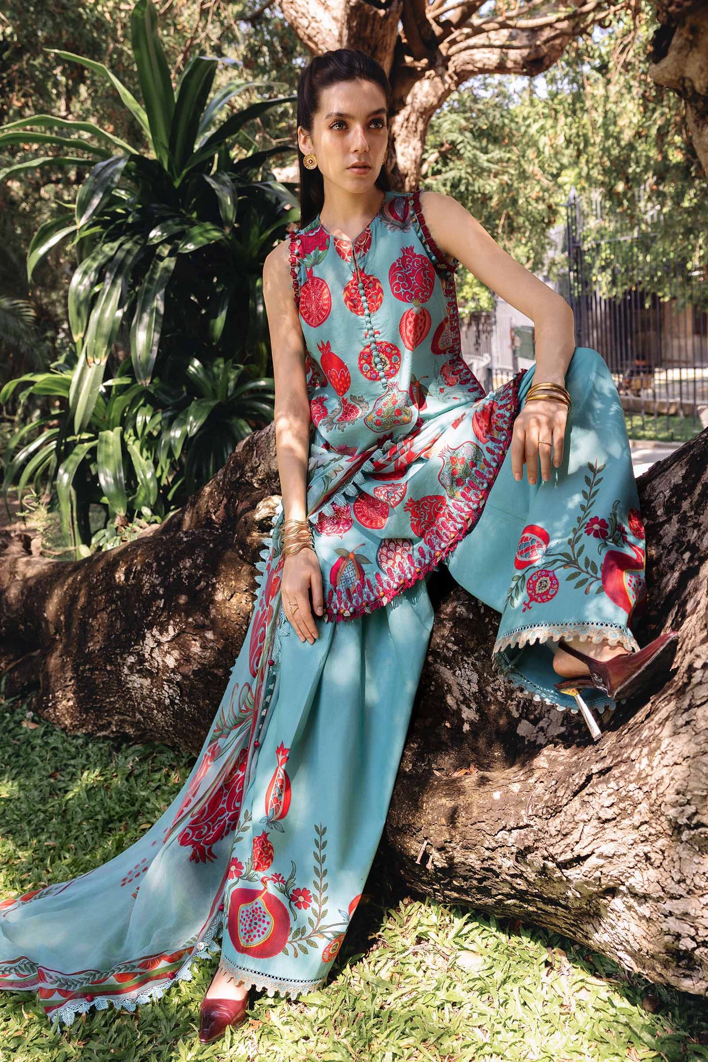 Sea Green Short Shirt with Plazo - Maria B | M Prints Eid'26 | MPT-2903-B - Ladies Clothes - Maria Faisal