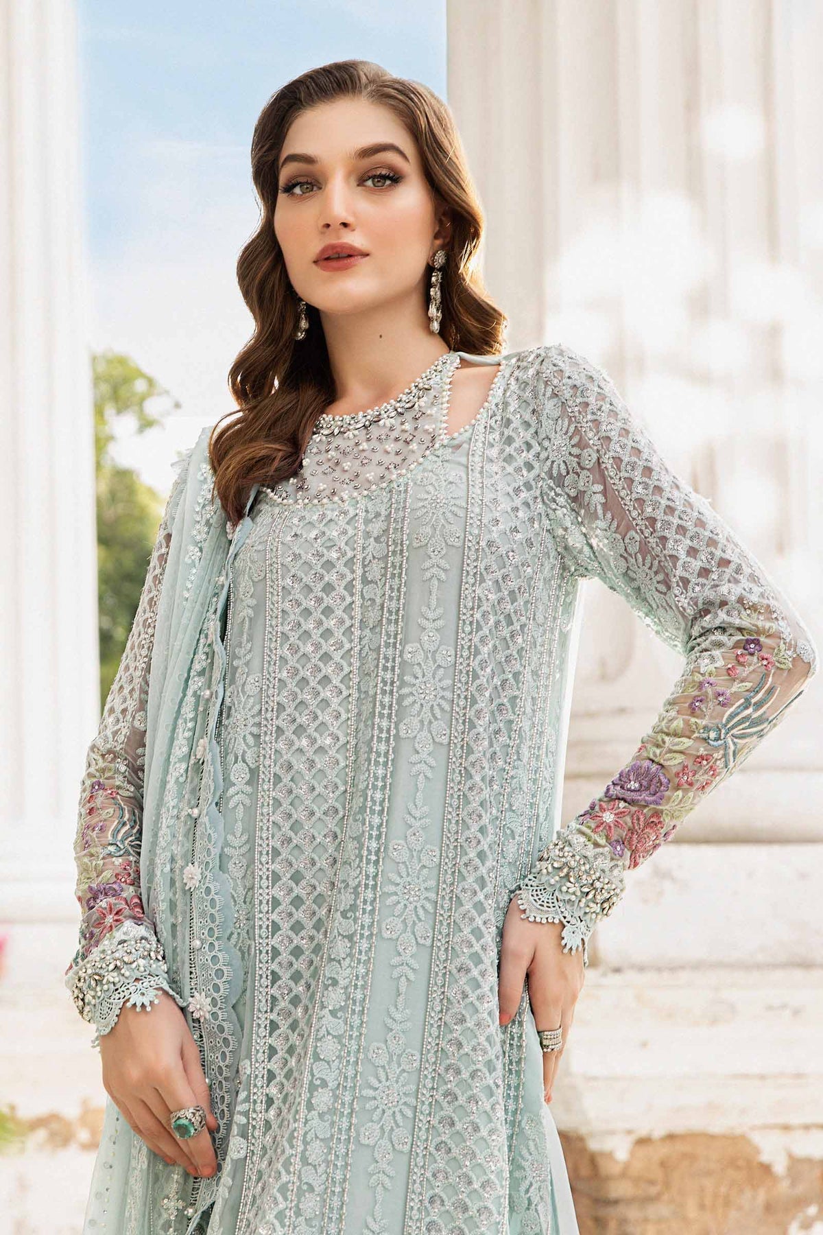 Maria B | Chiffon Formals 24 | Chiffon Suit | MPC-24-103 - Wedding Dress - Maria Faisal