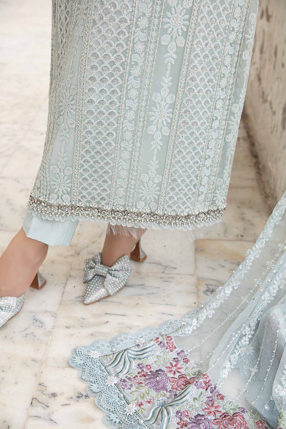 Maria B | Chiffon Formals 24 | Chiffon Suit | MPC-24-103 - Wedding Dress - Maria Faisal