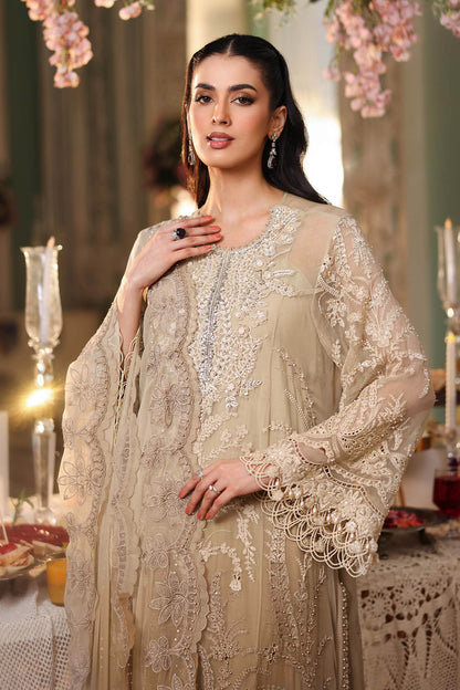 Maria b | Chiffon Formals 26 | MPC-26-103-Olive Gold - Formal Dress - available at Maria Faisal in UK and USA.
