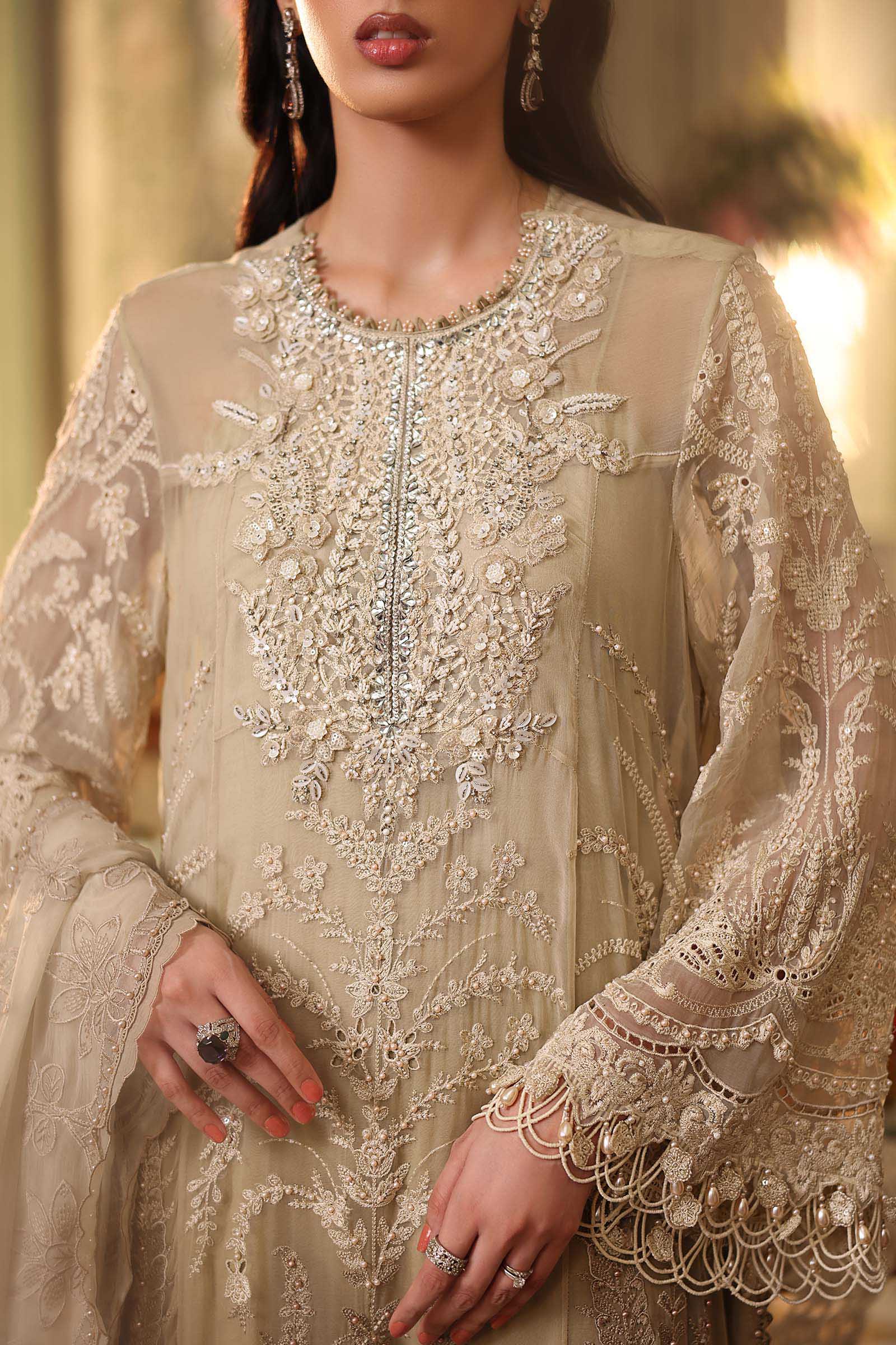Maria b | Chiffon Formals 26 | MPC-26-103-Olive Gold - Formal Dress - available at Maria Faisal in UK and USA.