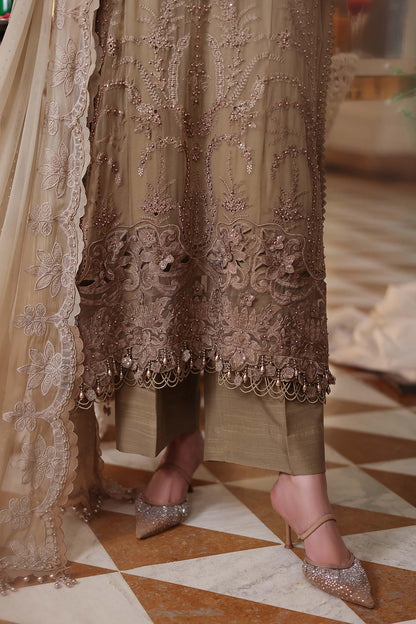 Maria b | Chiffon Formals 26 | MPC-26-103-Olive Gold - Formal Dress - available at Maria Faisal in UK and USA.