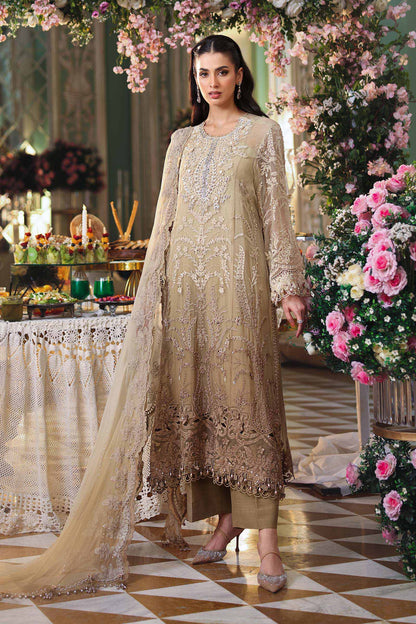 Maria b | Chiffon Formals 26 | MPC-26-103-Olive Gold - Formal Dress - available at Maria Faisal in UK and USA.