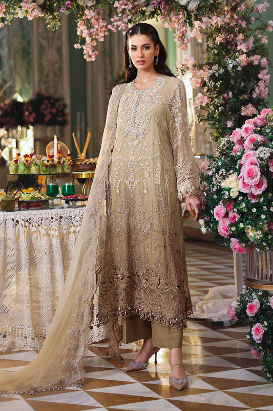 Maria b | Chiffon Formals 26 | MPC-26-103-Olive Gold - Formal Dress - available at Maria Faisal in UK and USA.