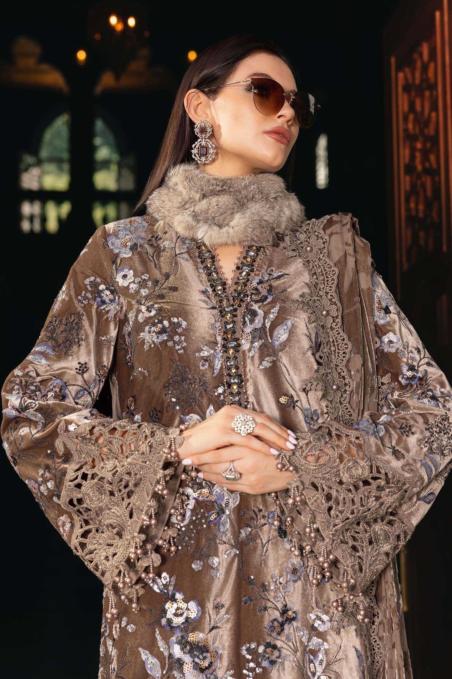 Maria B | Winter Luxe 25 | WL-1303 - Casual Dress - available at Maria Faisal in UK and USA.
