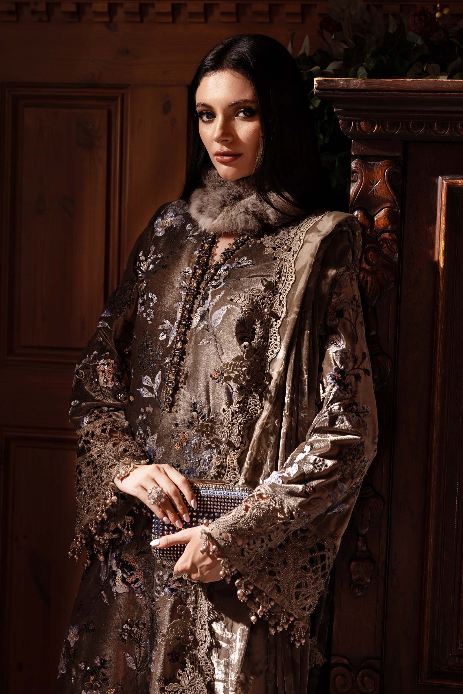 Maria B | Winter Luxe 25 | WL-1303 - Casual Dress - available at Maria Faisal in UK and USA.