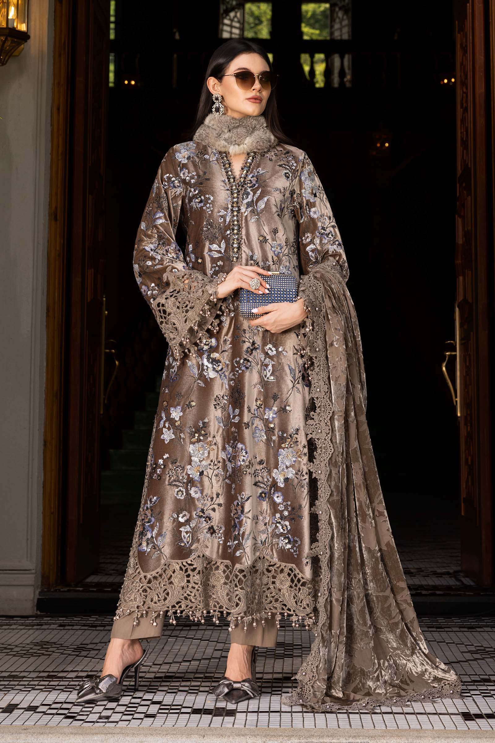 Maria B | Winter Luxe 25 | WL-1303 - Casual Dress - available at Maria Faisal in UK and USA.
