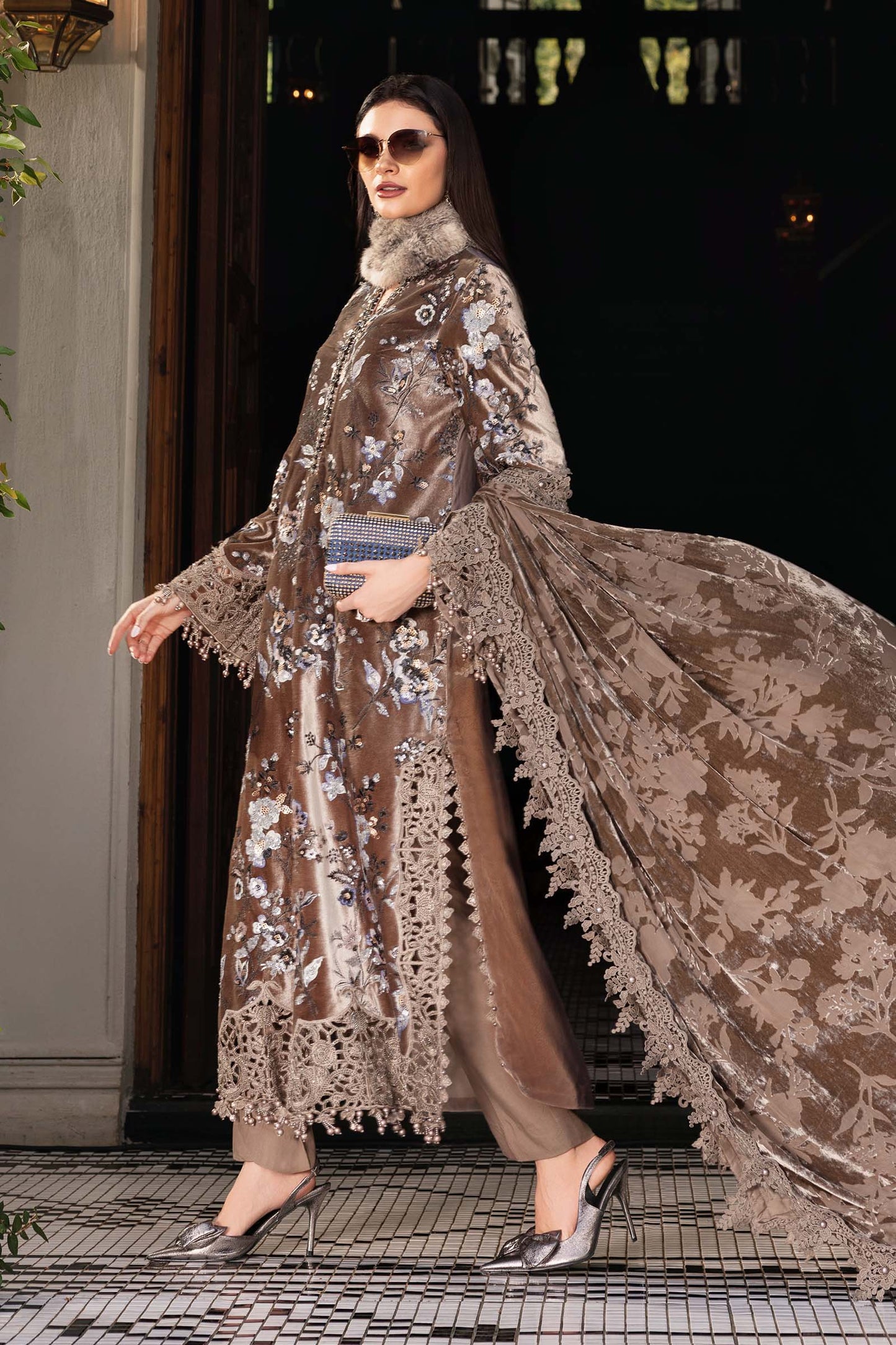 Maria B | Winter Luxe 25 | WL-1303 - Casual Dress - available at Maria Faisal in UK and USA.