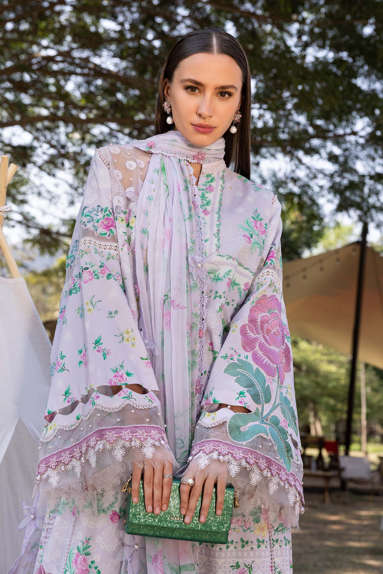 Lilac Long Shirt with Plazo - Maria B | M Prints Eid'26 | MPT-2904-A - Ladies Clothes - Maria Faisal