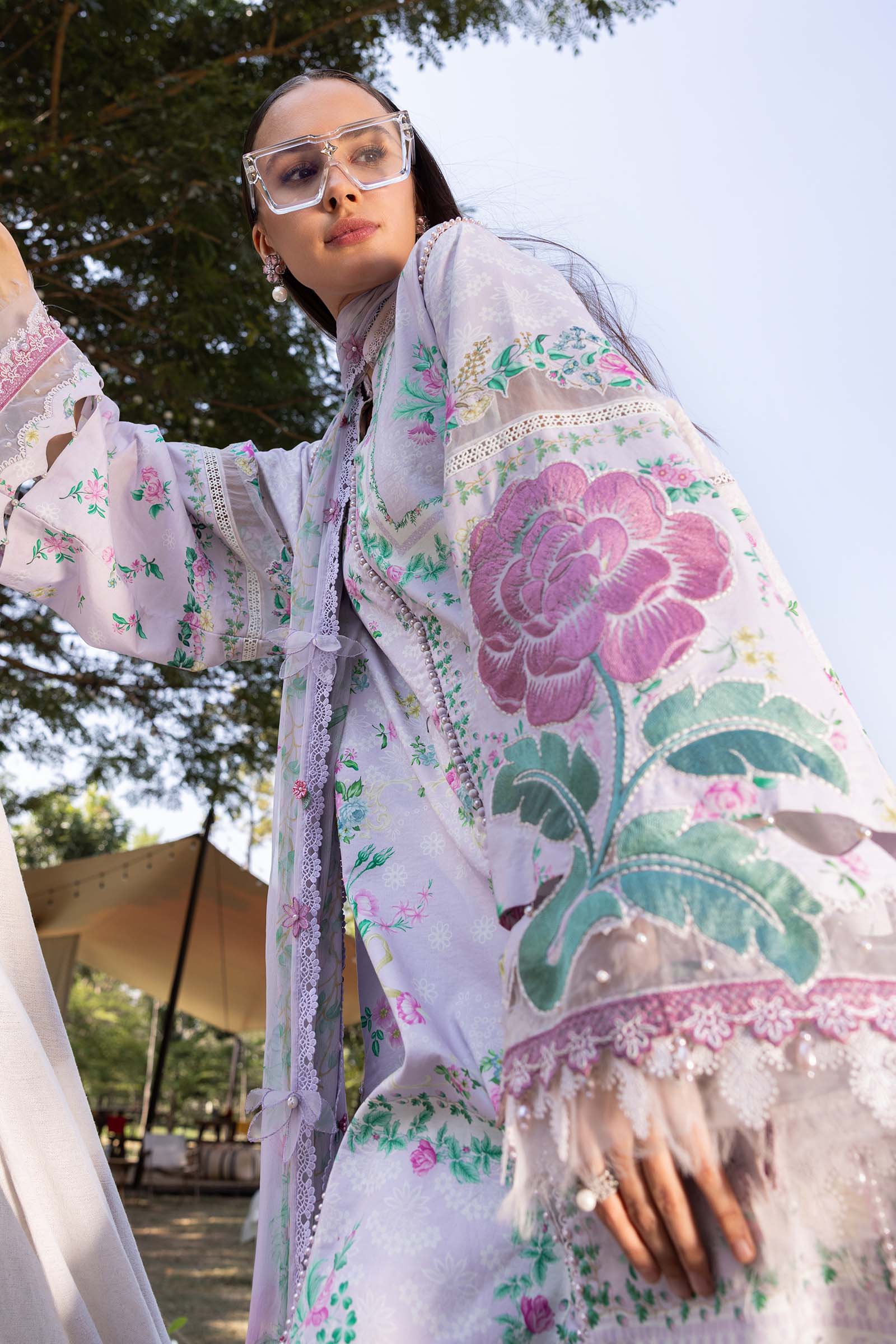 Lilac Long Shirt with Plazo - Maria B | M Prints Eid'26 | MPT-2904-A - Ladies Clothes - Maria Faisal