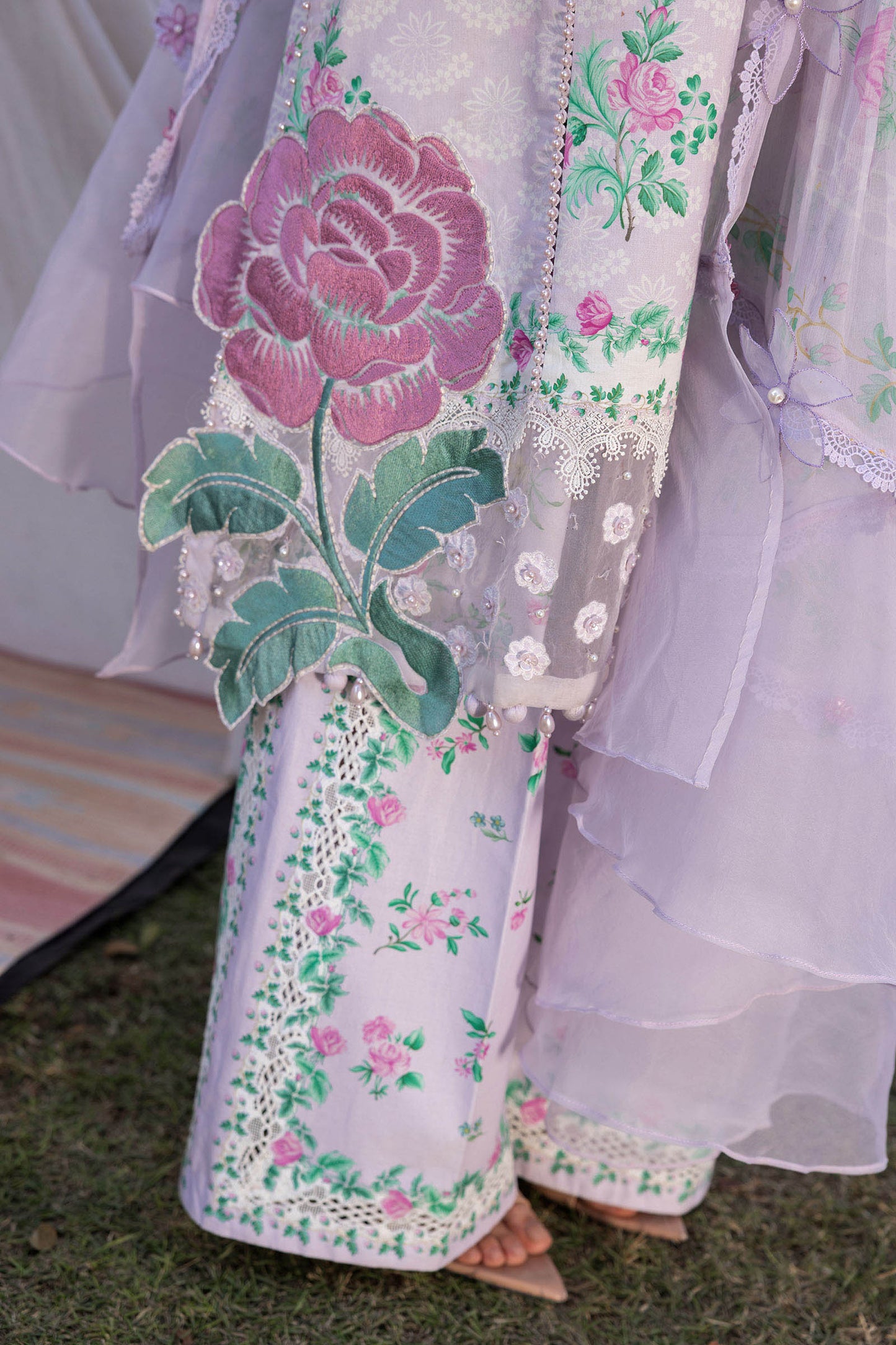 Lilac Long Shirt with Plazo - Maria B | M Prints Eid'26 | MPT-2904-A - Ladies Clothes - Maria Faisal