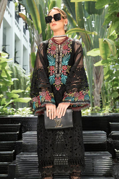 Maria B | Luxury Lawn | EL-23-04-Black - Ladies Clothes - Maria Faisal