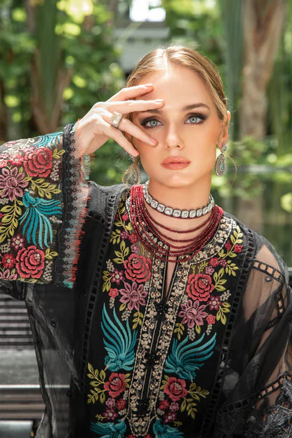 Maria B | Luxury Lawn | EL-23-04-Black - Ladies Clothes - Maria Faisal