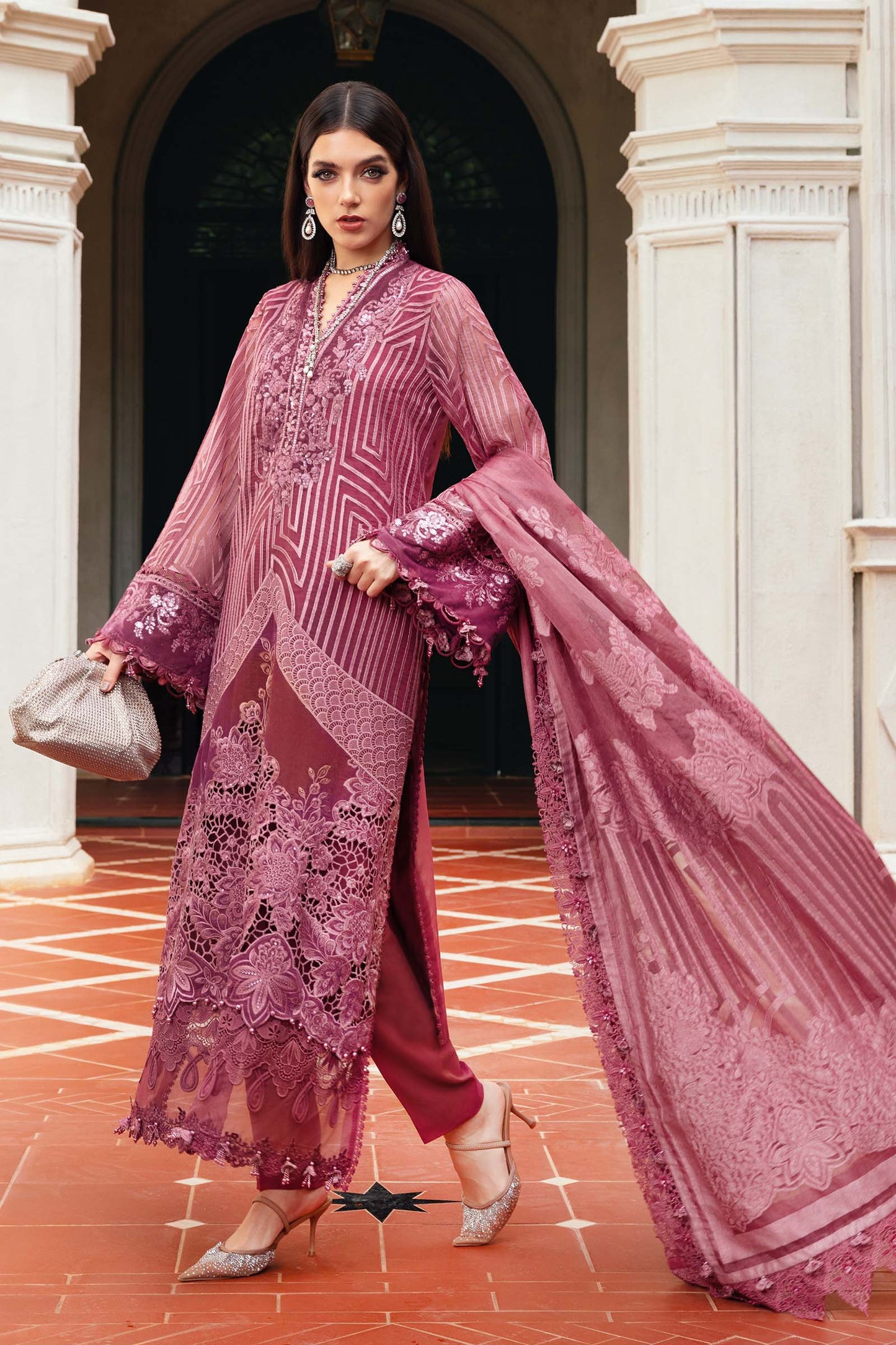 Maria B | Winter Luxe 25 | WL-1304 - Casual Dress - available at Maria Faisal in UK and USA.