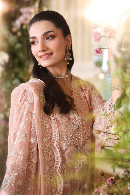 Maria b | Chiffon Formals 26 | MPC-26-104-Peach Pink - Formal Dress - available at Maria Faisal in UK and USA.