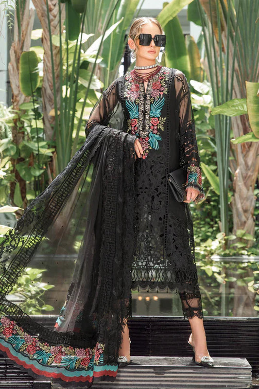 Maria B | Luxury Lawn | EL-23-04-Black - Ladies Clothes - Maria Faisal