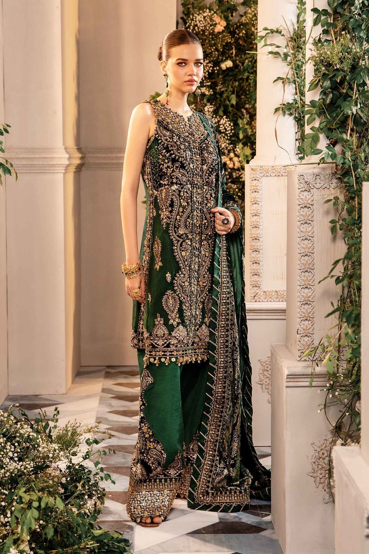 Maria B | Mbroidered Formals 24 | Velvet Suit | BD-2904 - Designer Dress with Intricate embroidery and embellishments. Shop elegent wedding dress at Maria Faisal.