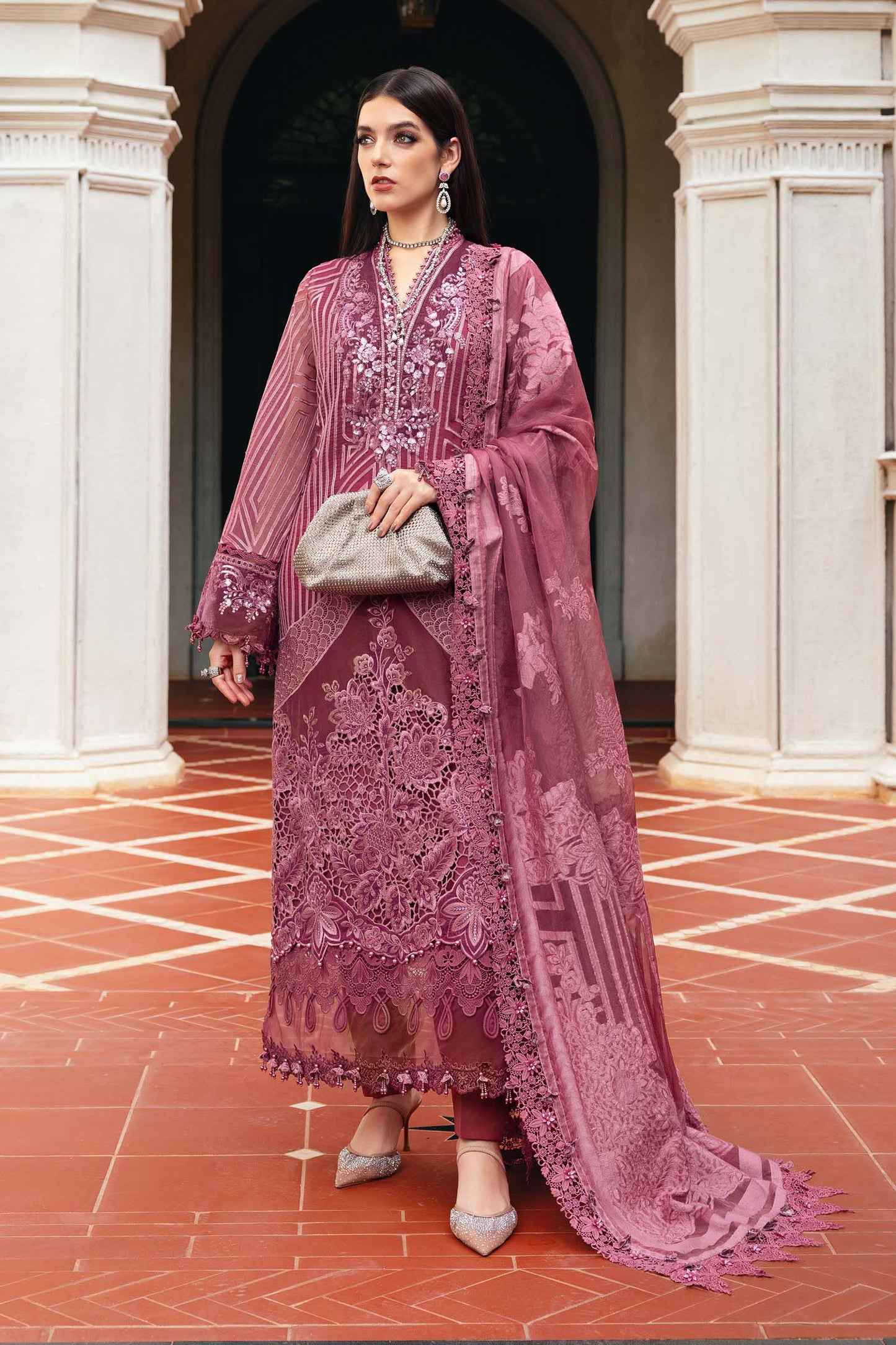 Maria B | Winter Luxe 25 | WL-1304 - Casual Dress - available at Maria Faisal in UK and USA.