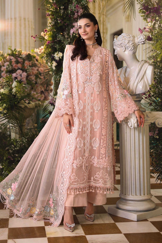Maria b | Chiffon Formals 26 | MPC-26-104-Peach Pink - Formal Dress - available at Maria Faisal in UK and USA.