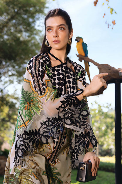 Coffee and White Lawn Long Shirt with Pants - Maria B | M Prints Eid'26 | MPT-2905-A - Ladies Clothes - Maria Faisal