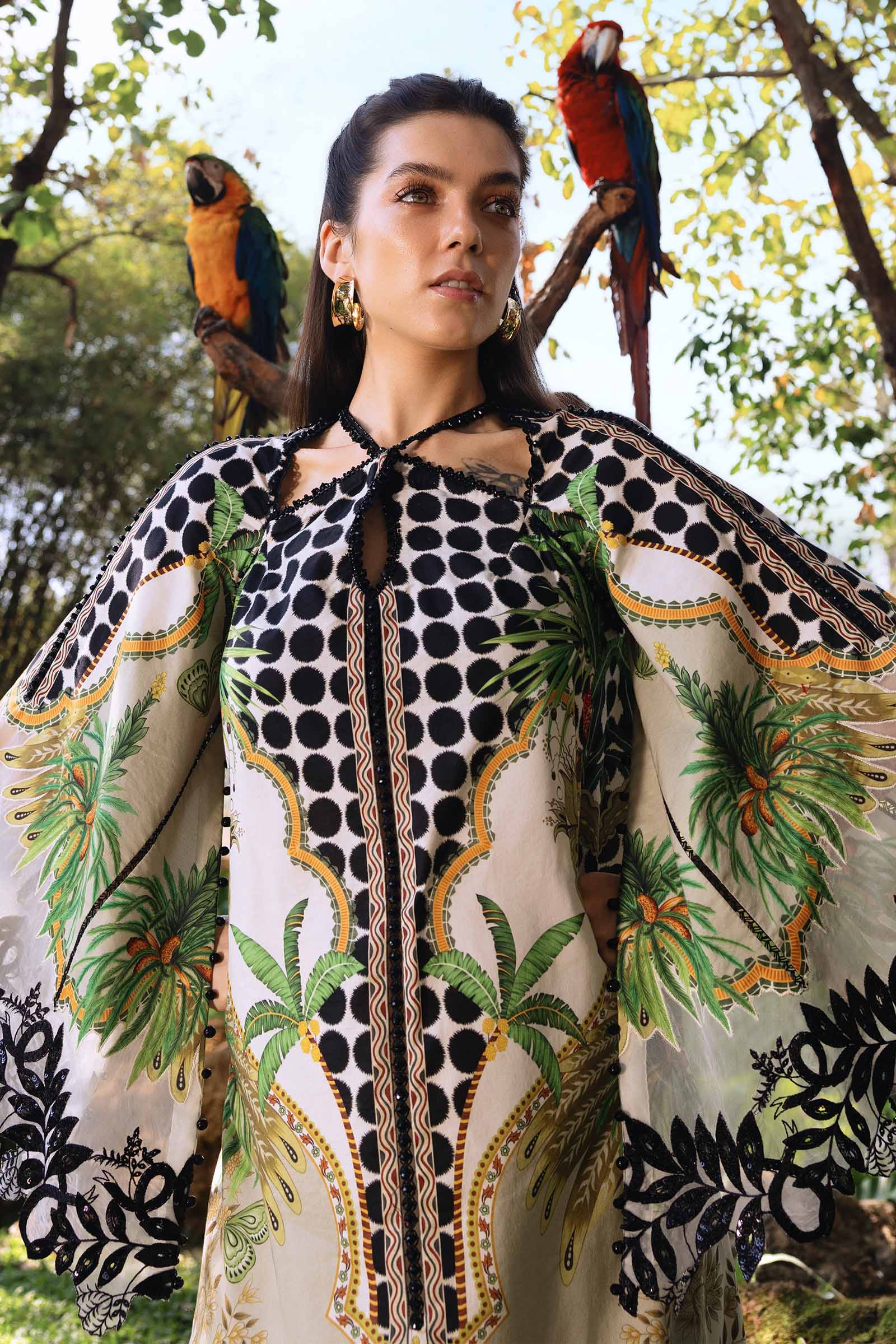 Coffee and White Lawn Long Shirt with Pants - Maria B | M Prints Eid'26 | MPT-2905-A - Ladies Clothes - Maria Faisal