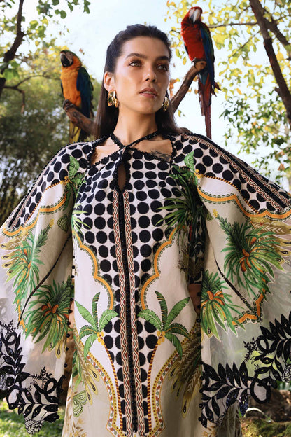 Coffee and White Lawn Long Shirt with Pants - Maria B | M Prints Eid'26 | MPT-2905-A - Ladies Clothes - Maria Faisal