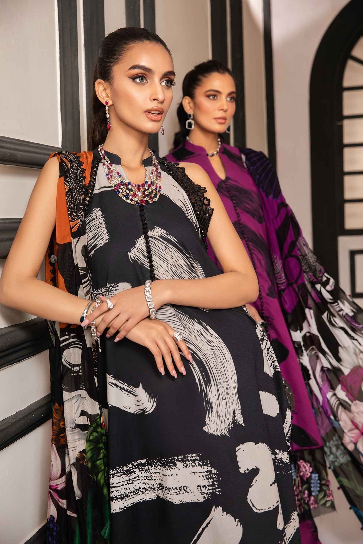Maria.B | M Print Eid Edit | MPT-2205-A - Designer Dress with Intricate embroidery and embellishments. Shop elegent wedding dress at Maria Faisal.