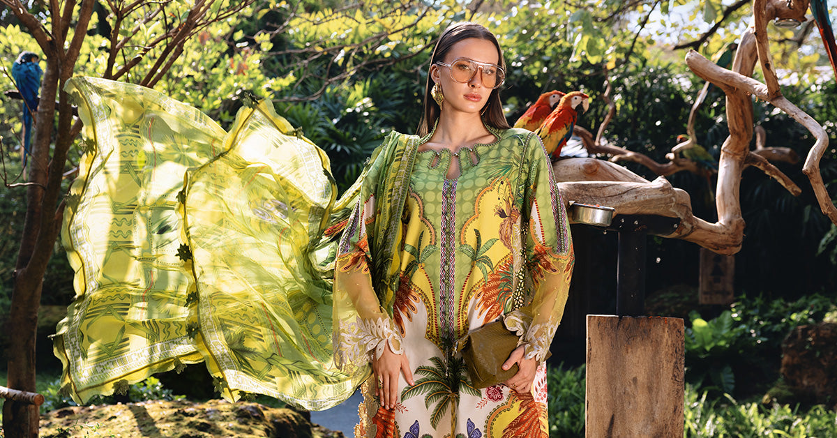 YellowLawn Long Shirt with Pants - Maria B | M Prints Eid'26 | MPT-2905-B - Ladies Clothes - Maria Faisal