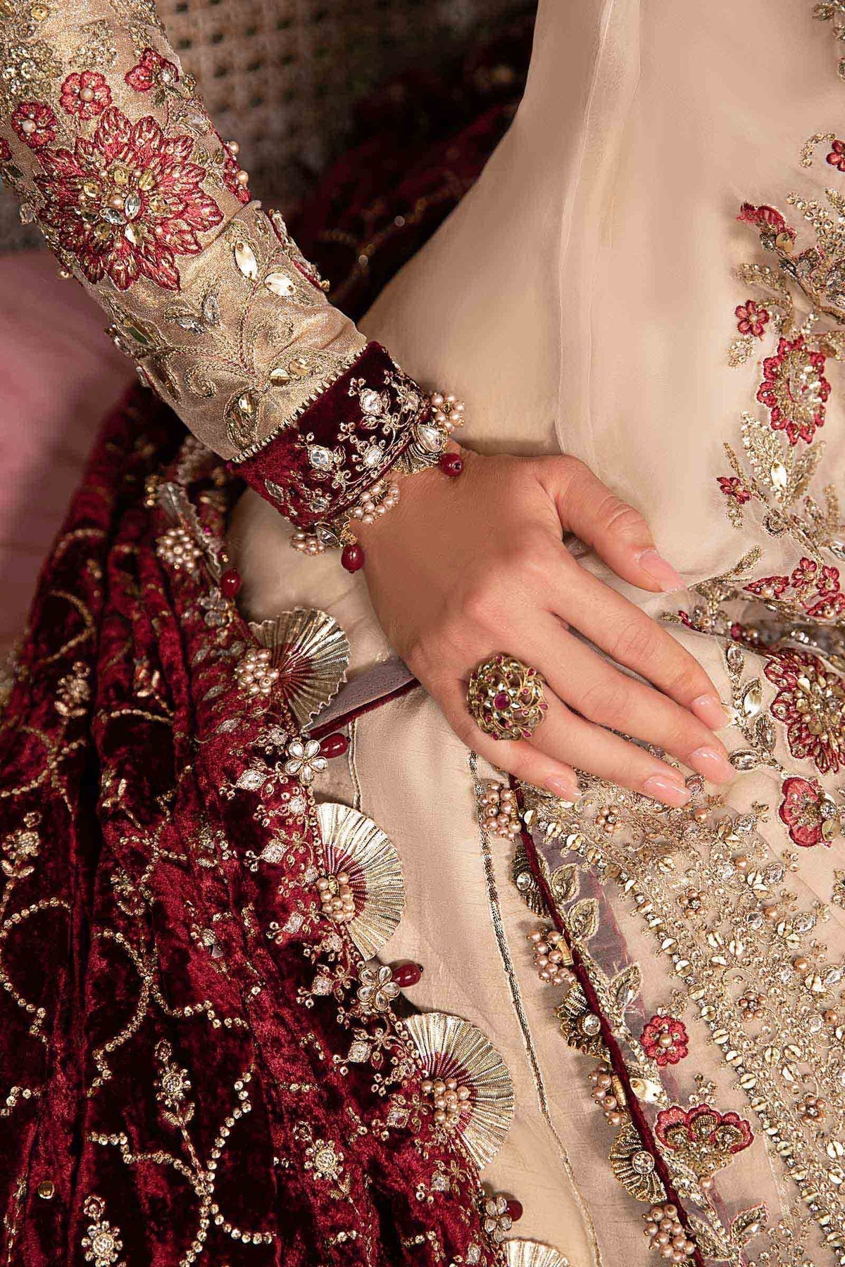 Maria B | Mbroidered Formals 24 | Velvet Suit | BD-2905 - Designer Dress with Intricate embroidery and embellishments. Shop elegent wedding dress at Maria Faisal.