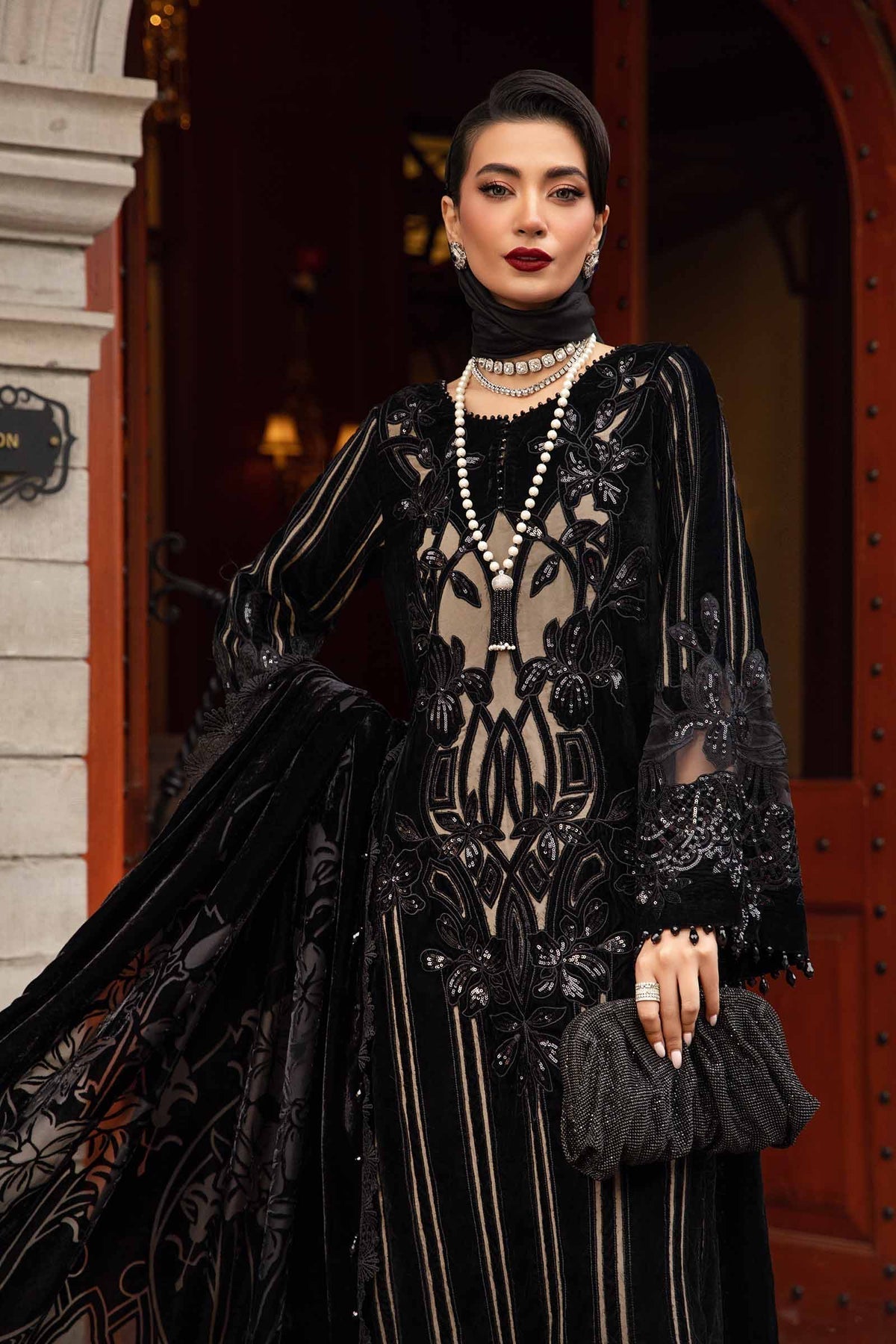 Maria B | Winter Luxe 24 | Velvet DL-1205 - Ladies Clothes - Maria Faisal