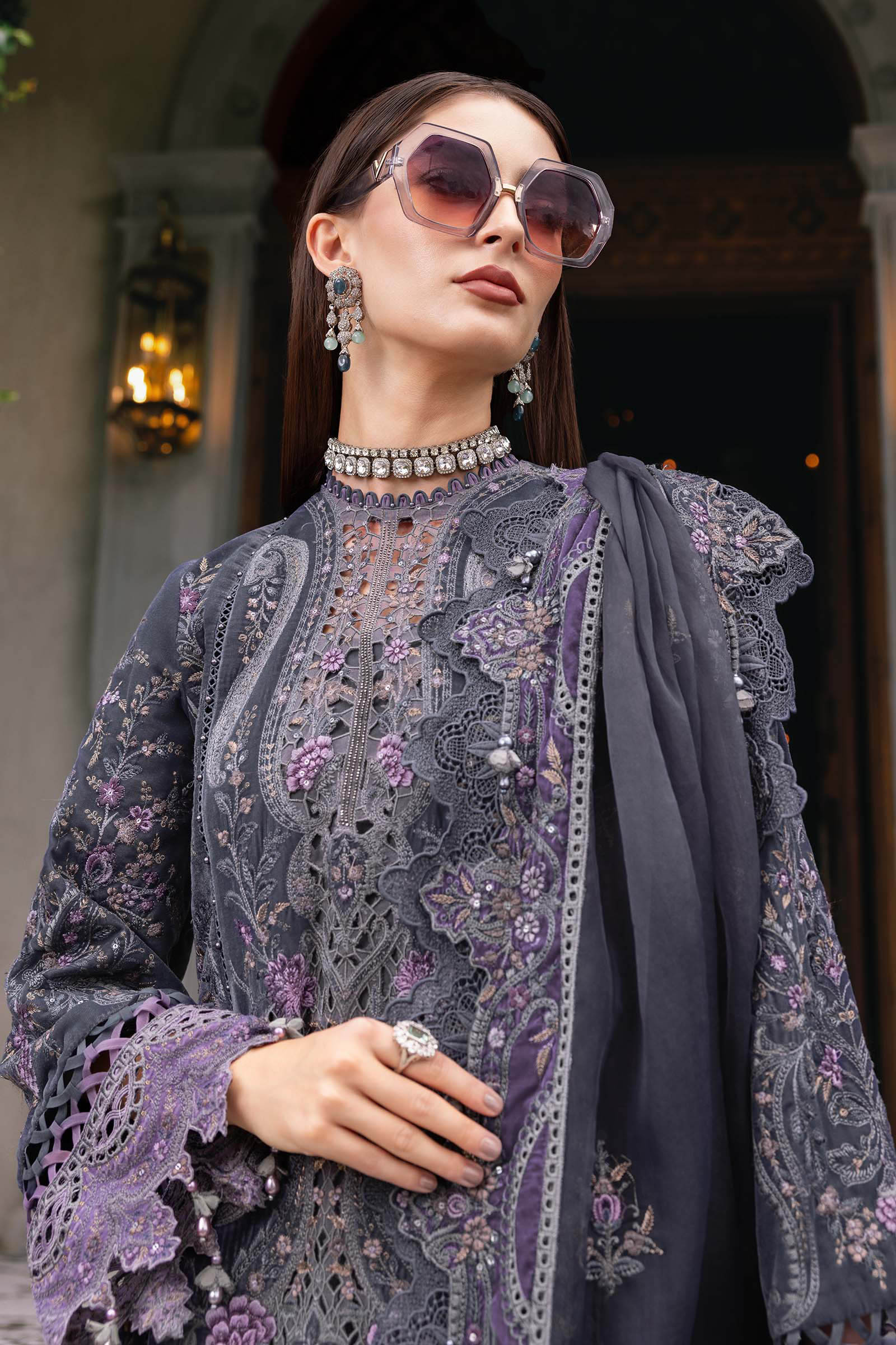 Maria B | Winter Luxe 25 | WL-1305 - Casual Dress - available at Maria Faisal in UK and USA.