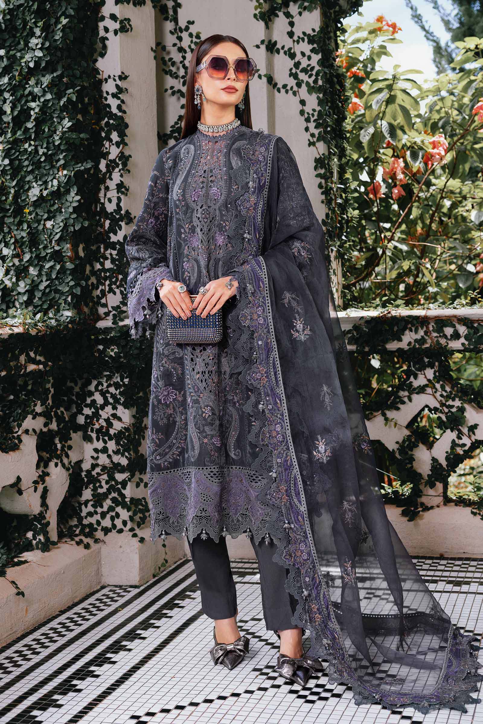 Maria B | Winter Luxe 25 | WL-1305 - Casual Dress - available at Maria Faisal in UK and USA.