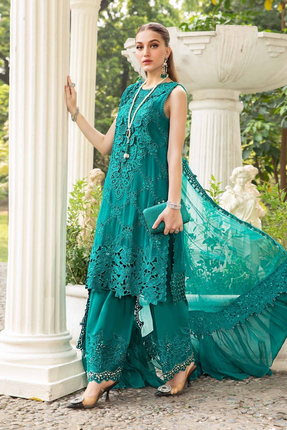 Maria B | Chiffon Formals 24 | Chiffon Suit | MPC-24-105 - Wedding Dress - Maria Faisal