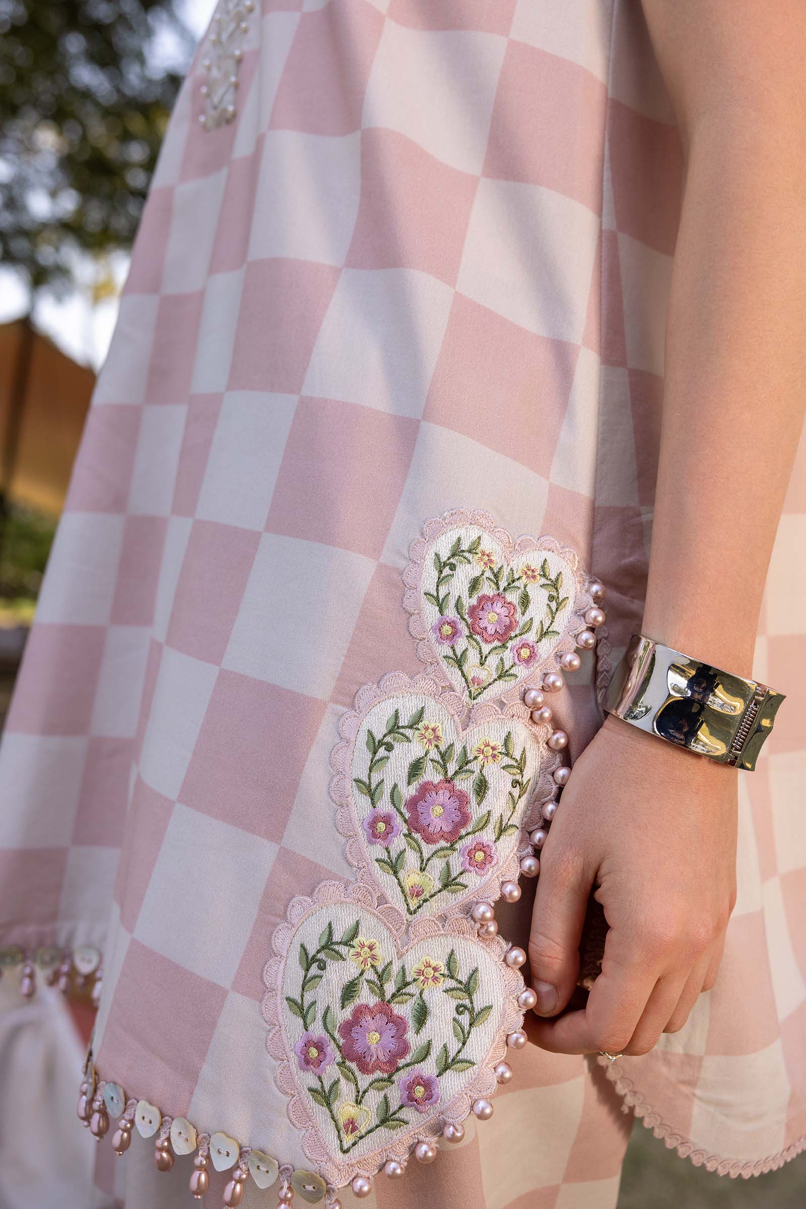 Off White and Pink Short Shirt with Shalwar - Maria B | M Prints Eid'26 | MPT-2906-A - Ladies Clothes - Maria Faisal