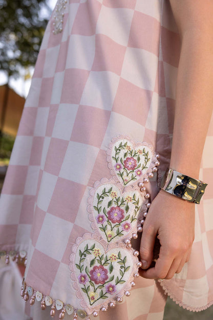 Off White and Pink Short Shirt with Shalwar - Maria B | M Prints Eid'26 | MPT-2906-A - Ladies Clothes - Maria Faisal