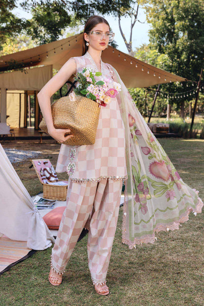 Off White and Pink Short Shirt with Shalwar - Maria B | M Prints Eid'26 | MPT-2906-A - Ladies Clothes - Maria Faisal