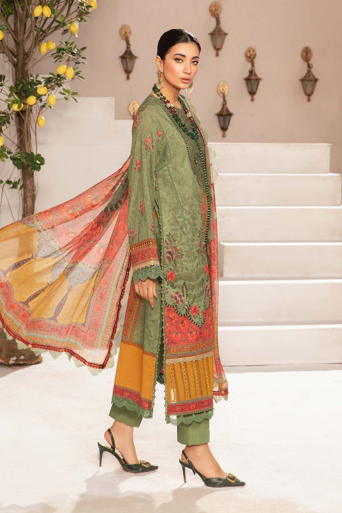 Maria.B | M Print Eid Edit | MPT-2206-A - Designer Dress with Intricate embroidery and embellishments. Shop elegent wedding dress at Maria Faisal.
