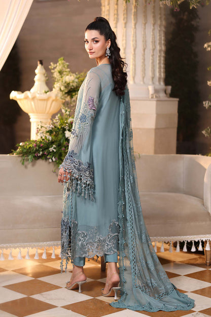 Maria b | Chiffon Formals 26 | MPC-26-106-Slate Blue - Formal Dress - available at Maria Faisal in UK and USA.
