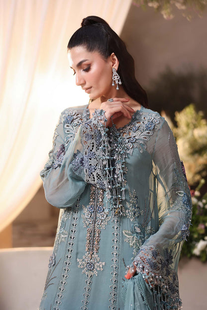 Maria b | Chiffon Formals 26 | MPC-26-106-Slate Blue - Formal Dress - available at Maria Faisal in UK and USA.