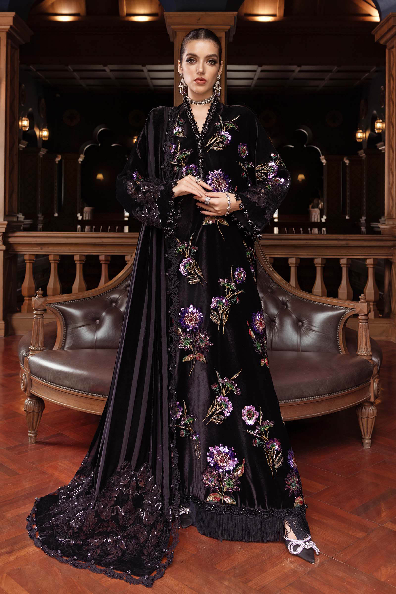 Maria B | Winter Luxe 25 | WL-1306 - Casual Dress - available at Maria Faisal in UK and USA.