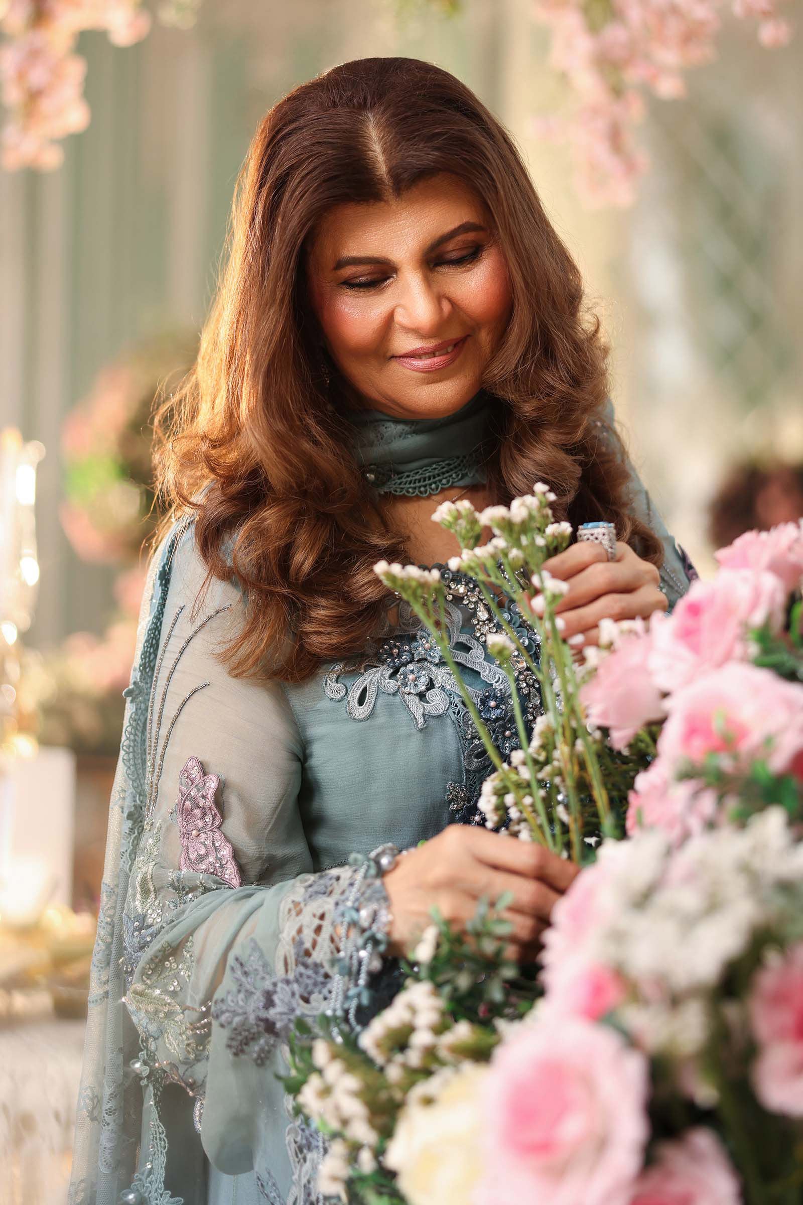 Maria b | Chiffon Formals 26 | MPC-26-106-Slate Blue - Formal Dress - available at Maria Faisal in UK and USA.
