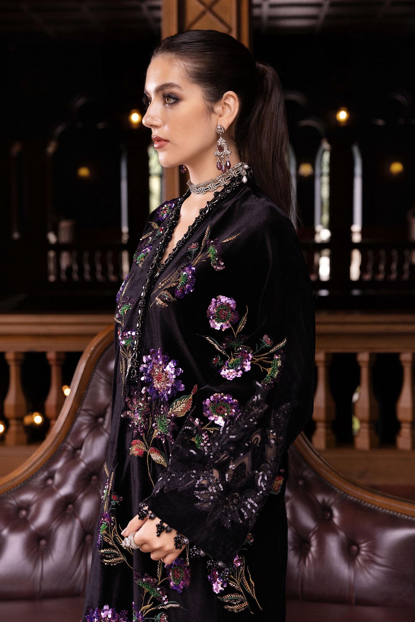 Maria B | Winter Luxe 25 | WL-1306 - Casual Dress - available at Maria Faisal in UK and USA.